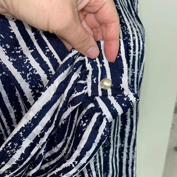 David Brown For Saks Fifth Avenue Hostess Dress Size Medium M Womens Blue White - Picture 16 of 16